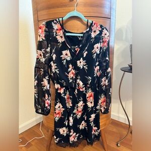 White House black market  floral chiffon short dress